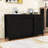 Farmhouse 4 Drawers Sideboard Buffet Cabinet with Sliding Doors, Built-In Power Outlet and Ample Storage-1079704993
