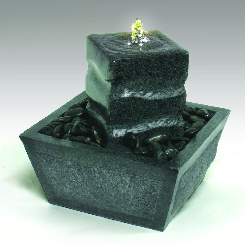 Natural Stone Weather Resistant Table Top Fountain with Light
