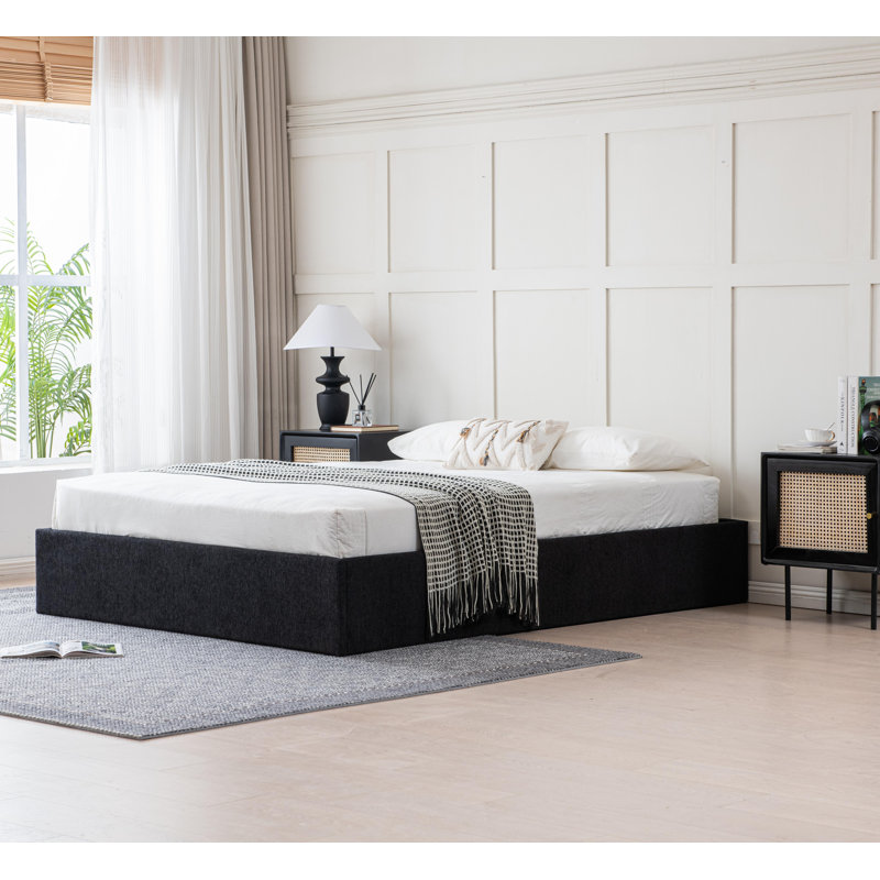 Lit de rangement relevable Braud, Double, Noir