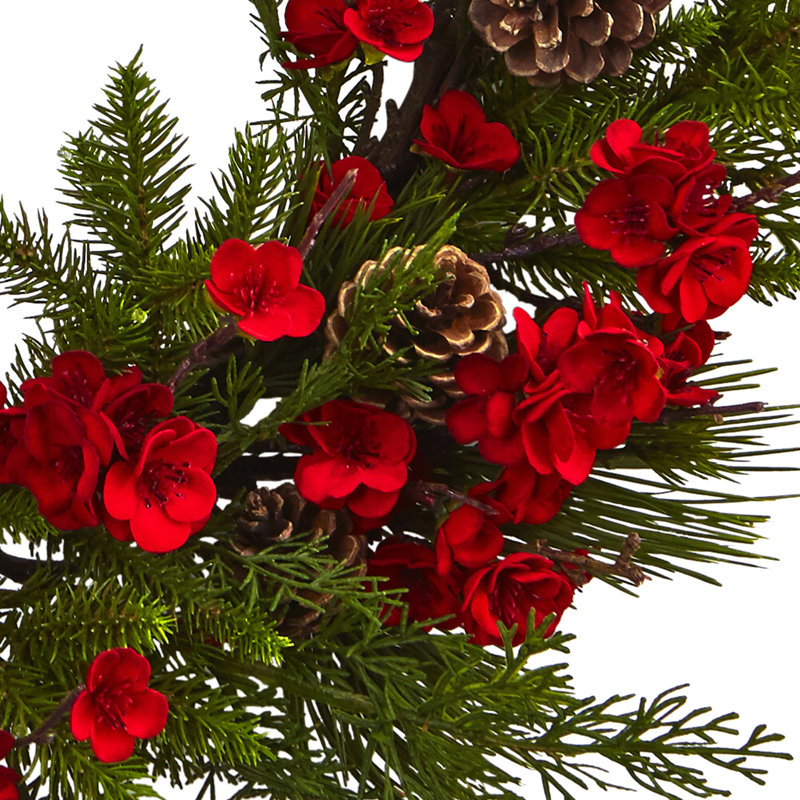 Couronne en polyester 24 po Plum Blossom Pine