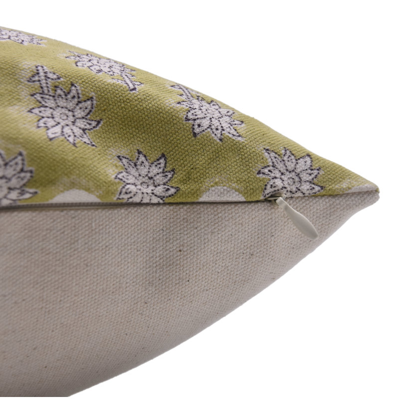 Block Print Artisian Handmade Pillow Cover Cotton Floral Pattern Size 18X18 Inch Homdecore Cushion Cover , 18"H x 18"W