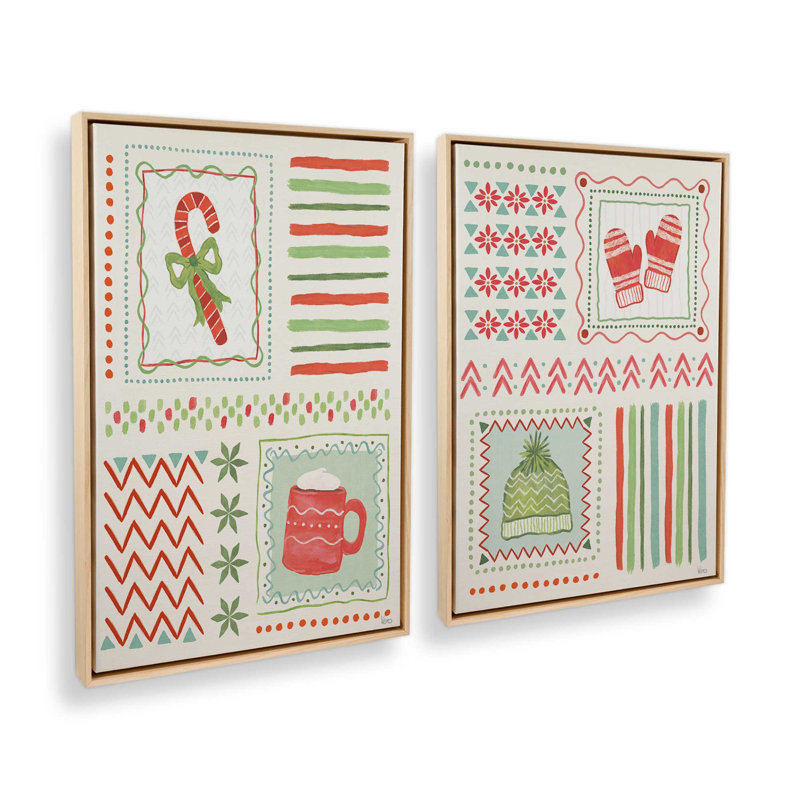 Cozy Winter Patchwork, ensemble de 2 impressions sur toile, H 37 po x l 50 po, Érable américain