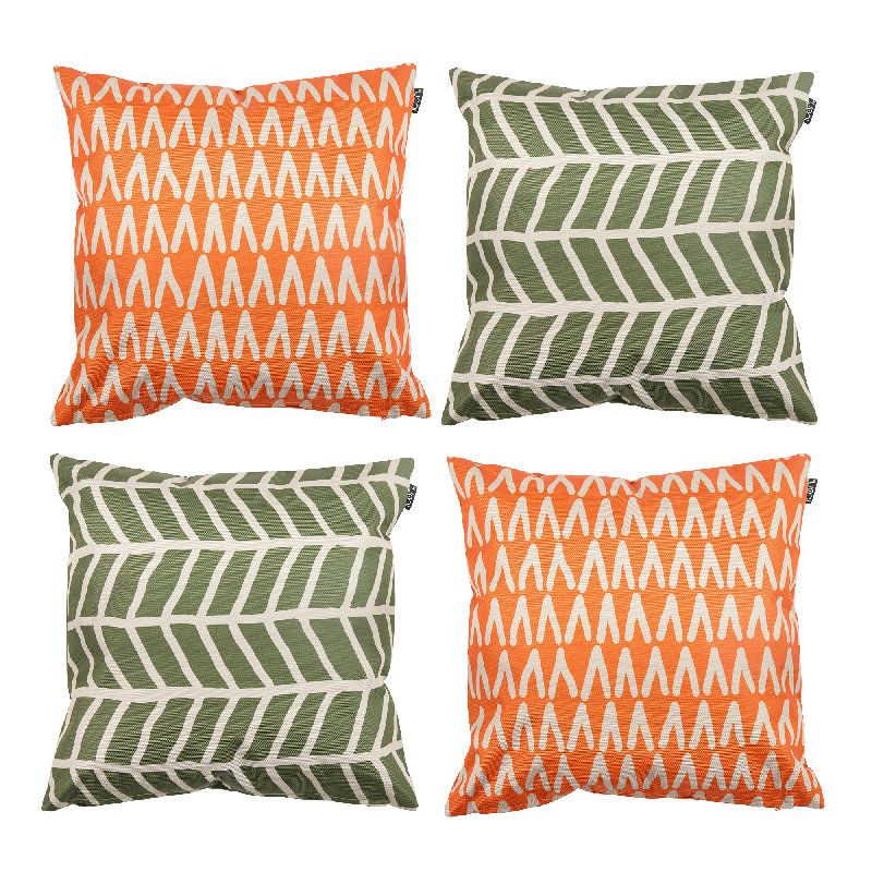 Stripe Indoor-Outdoor Cushions, Green/Orange Striped