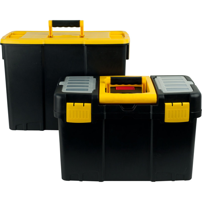 Stalwart Portable Tool Box with Wheels - 2-in-1 Tool Chest with Removable Storage Trays