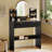 30" Fluted Makeup Vanity Desk with 3-Color Dimmable Arched LED Mirror, Storage Drawers & Open Side Shelves, Black-250750669