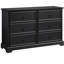 Commode 6 moderne noir avec rangement spacieux pour la chambre 6 tiroirs
