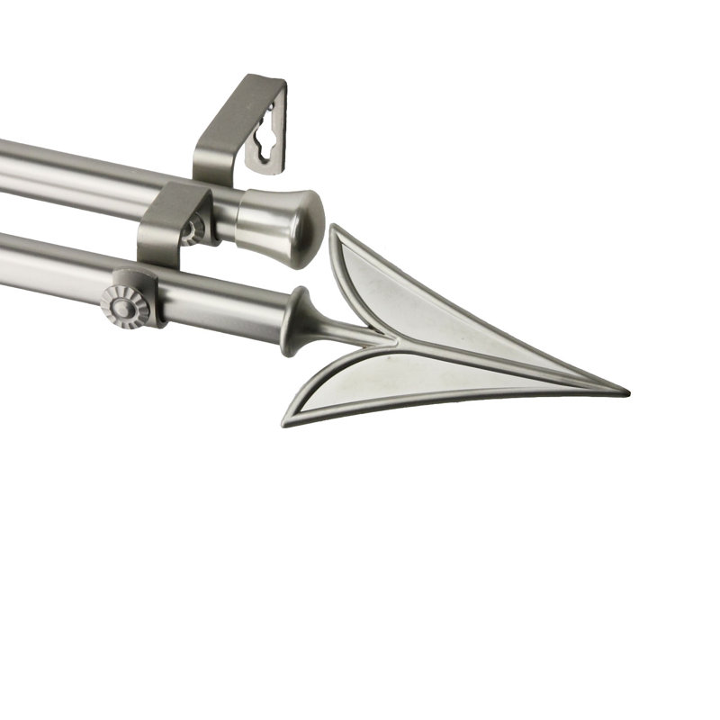 Tringle à rideaux double Trinidad Arrow, 48 po à 84 po, Nickel satiné