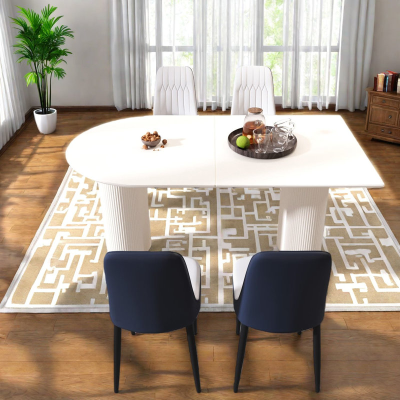 Ensemble de table de salle à manger moderne en MDF avec chaises en polyuréthane, parfait pour la maison et la cuisine