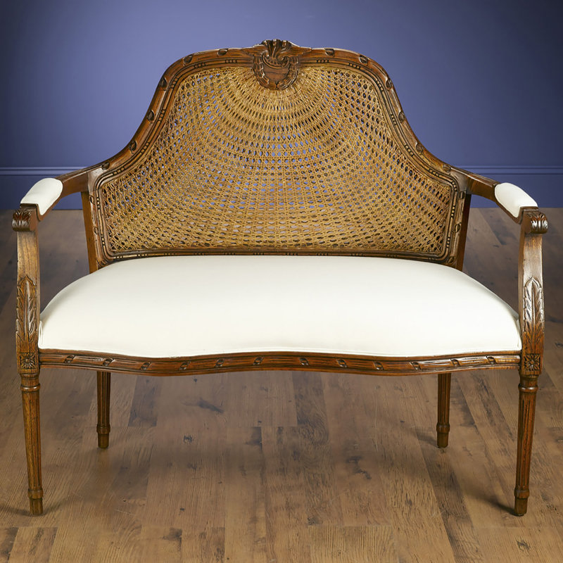 Moyne Linen Square Arm Settee, Walnut