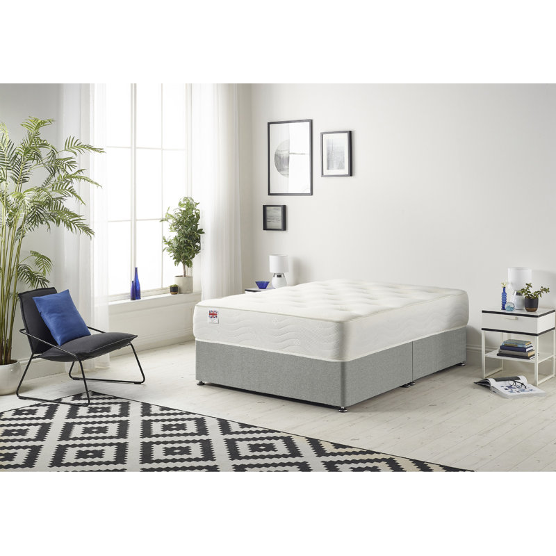 Copple Coilsprung Divan Bed Set, Super King (6'), Grey, No Drawer