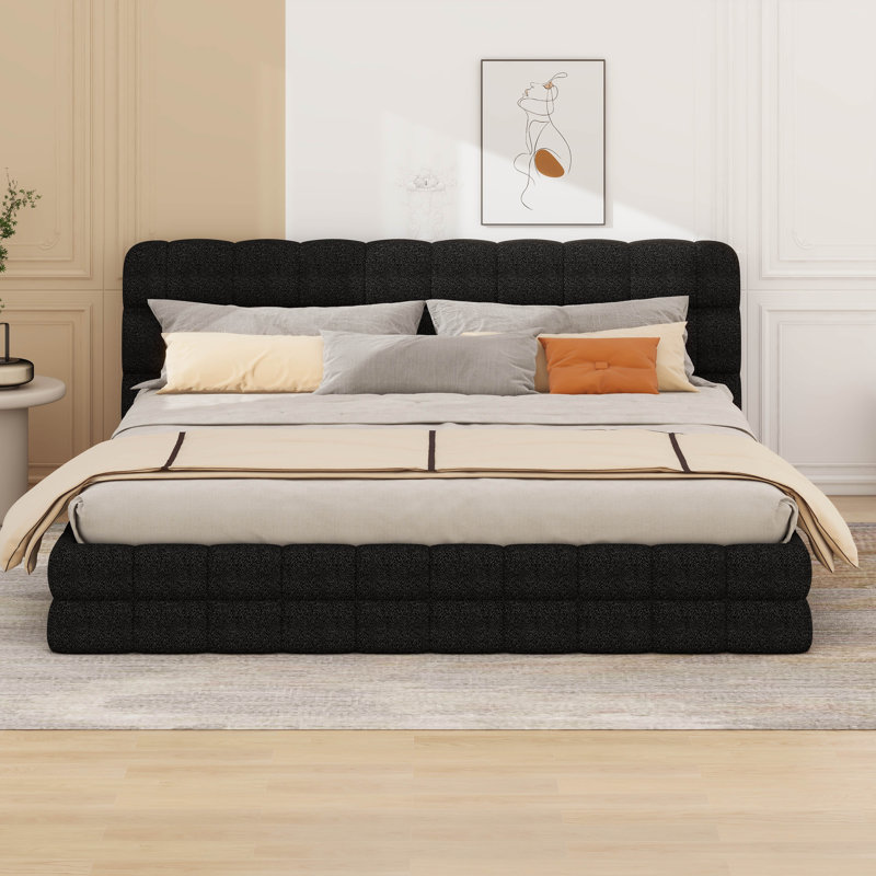 King Size Upholstered Platform Bed, Black