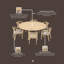 6 - Person Acacia Wood Patio Dining Set with Round Table , Cushions Included
