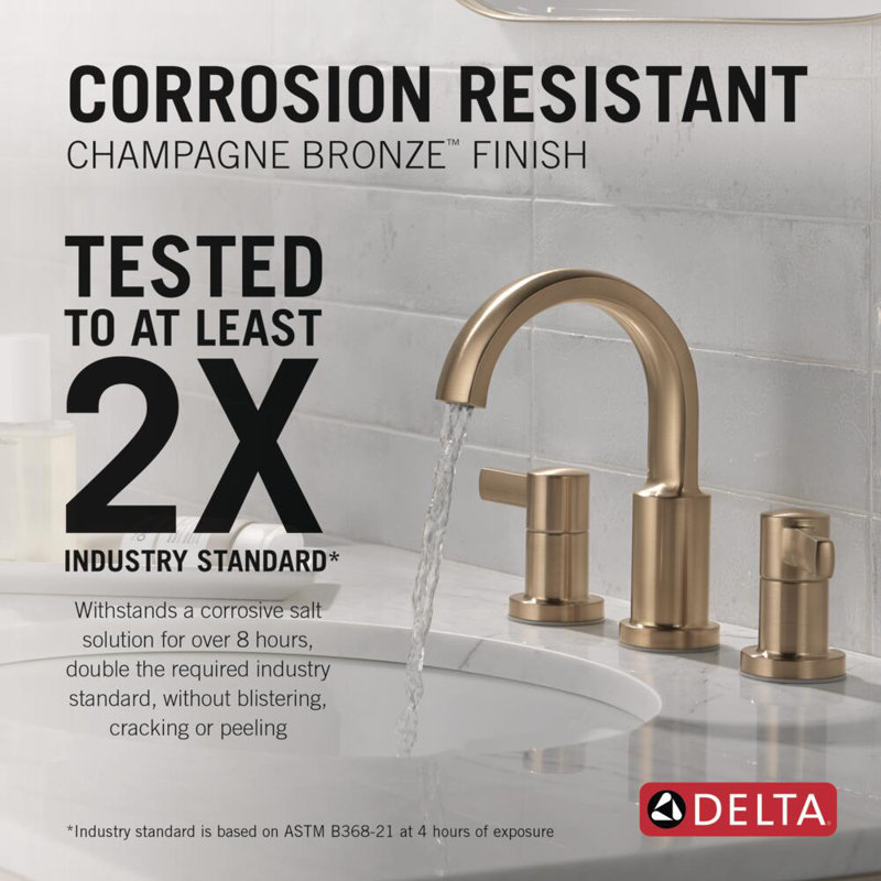 Albion Widespread Bathroom Faucet 3 Hole, 2-handle Bathroom Sink Faucet with Drain Assembly, Champagne Bronze