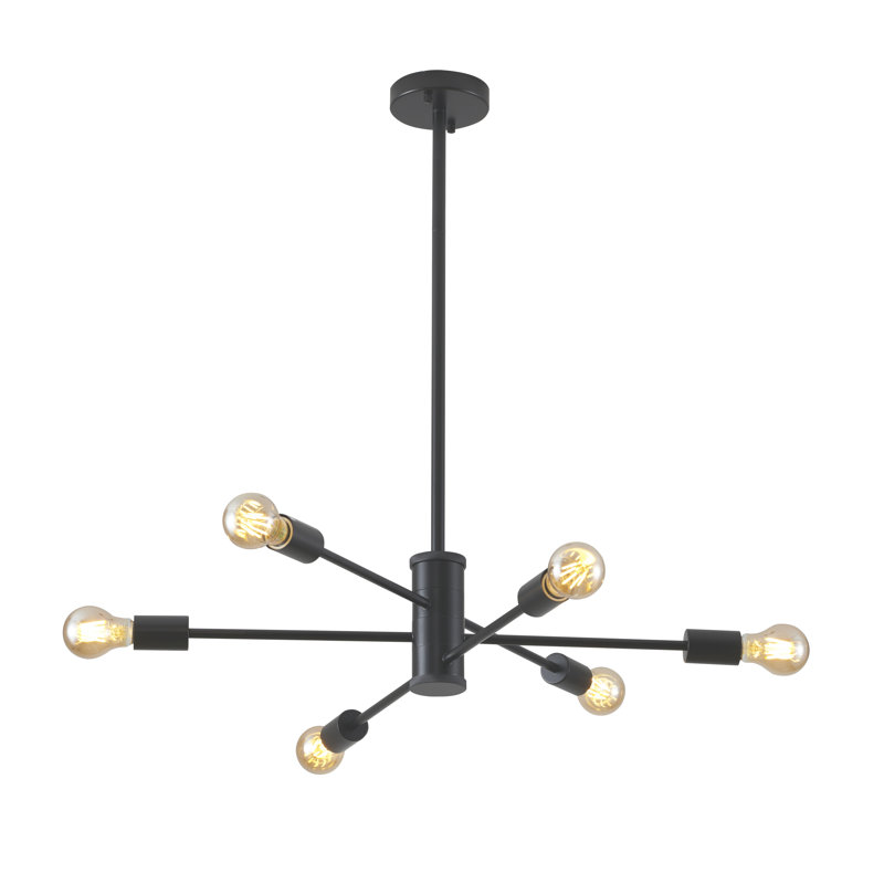 Lustre Spoutnik à six lumières Kinman, Noir mat