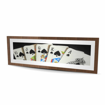 Card Game Spades Royal Flush Closeup - White Matted Print