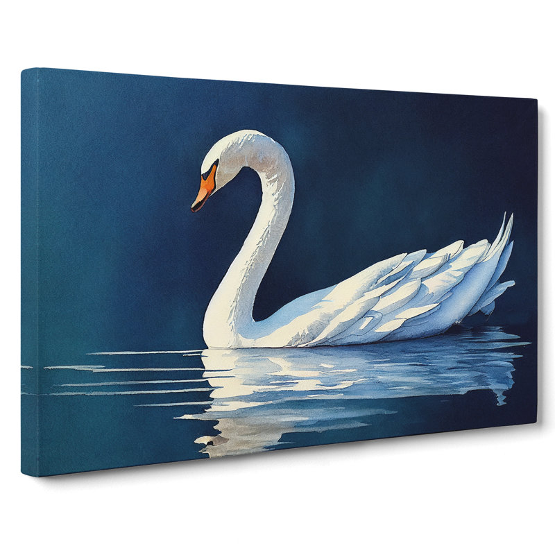 Swan Watercolour Vol.1 - Wrapped Canvas Print, 35cm H x 50cm W x 3cm D