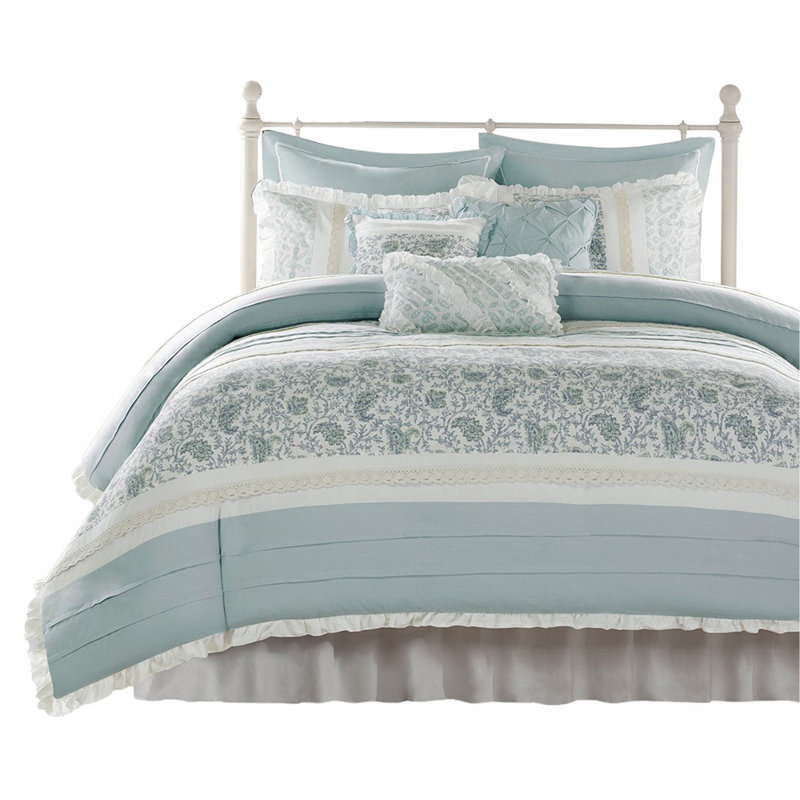 Ensemble de housse de couette en coton percale 9 pièces Cal King, Housse de couette très grand lit californien + 8 