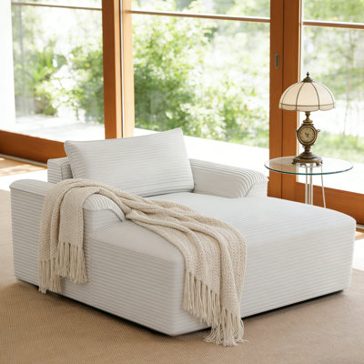 Corduroy Sponge Sofa Lounge Chair With Pillow, No Assembly Needed, For Living Room, Bedroom