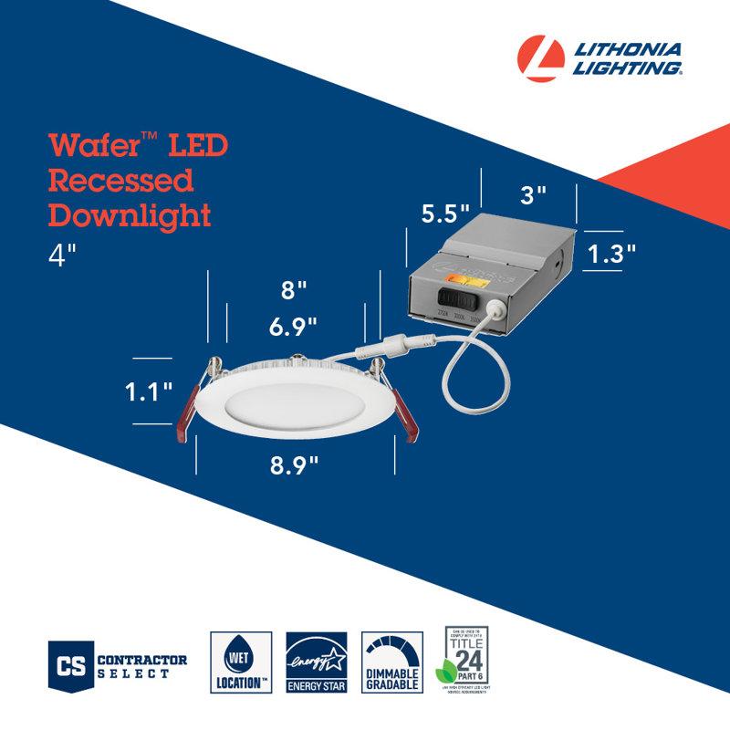 Matte White 4'' Aluminum LED Recessed Lighting Kit
