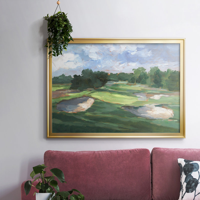 " Golf Course Study III ", 30" H x 44" W x 1.5" D, Gold