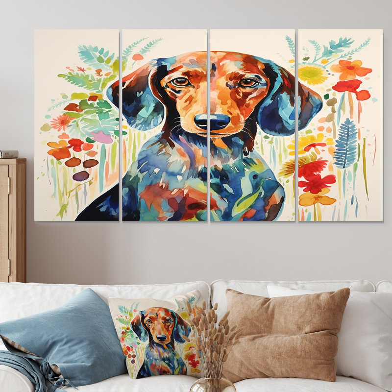 Frias - chien, art mural 4 pièces, H 32 po x l 64 po