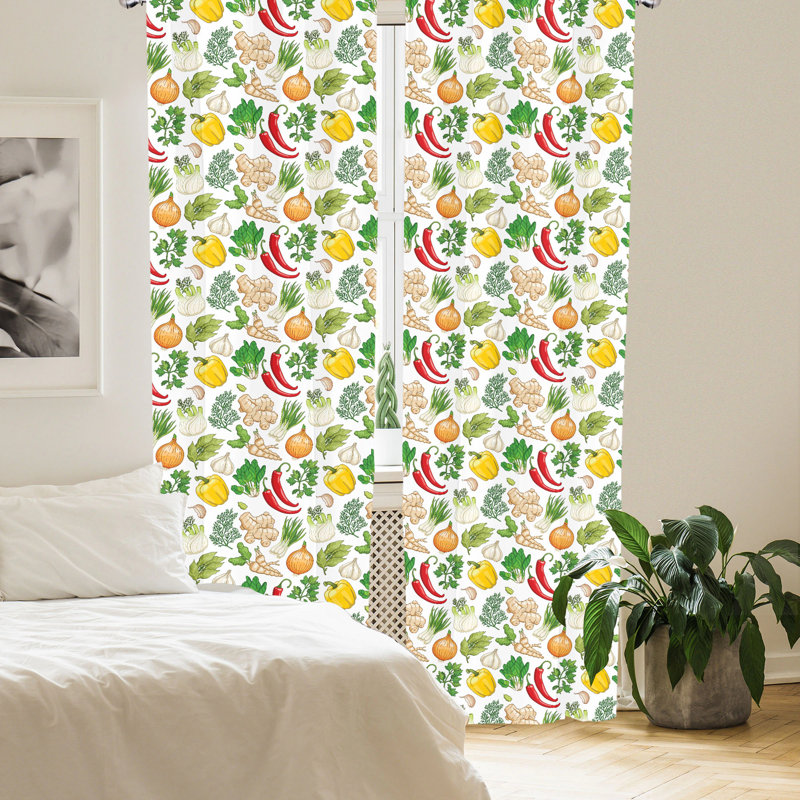 Vegetable Semi-Sheer Rod Pocket Curtain Panels, 28" x 84"