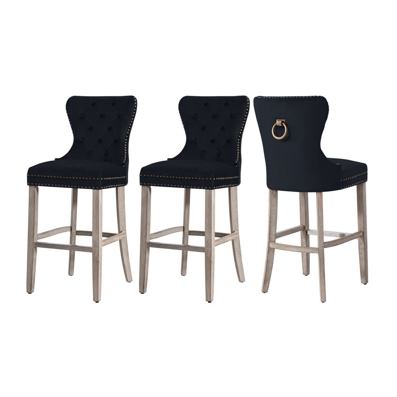 Tabouret de bar et de comptoir Kirsten, Gris, Noir, Tabouret de bar (siège d'une hauteur de 29 po)