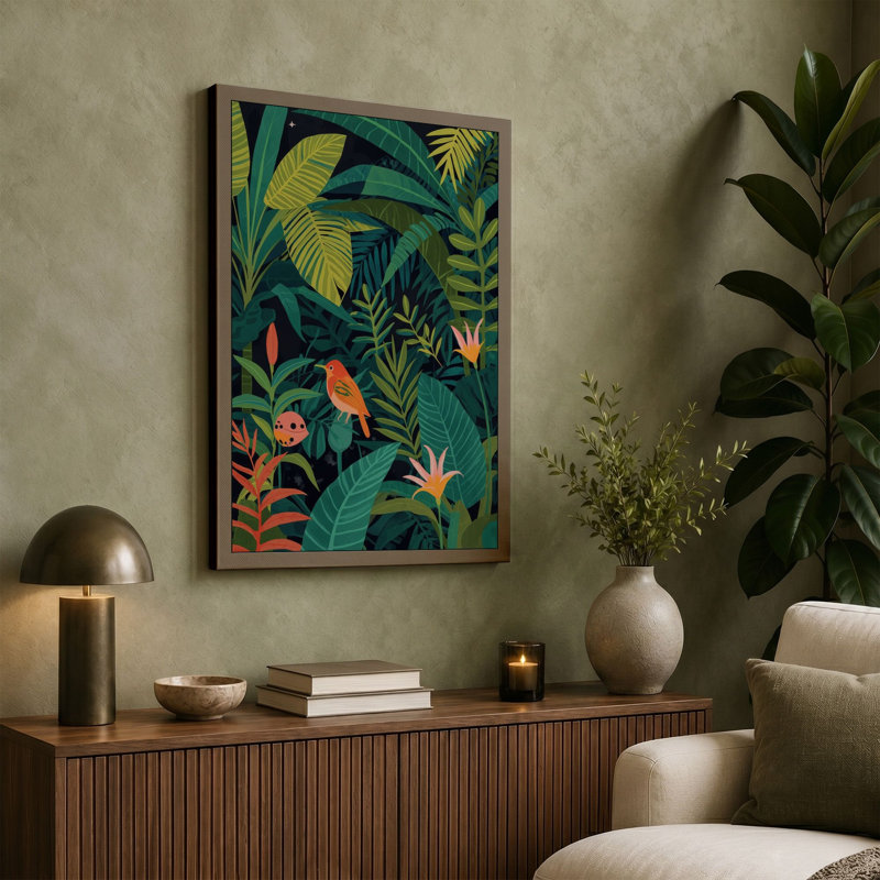 Jungle Garden Tropical - Wrapped Canvas, 18x12 - 45.7 x 30.5 cm, Sage Border