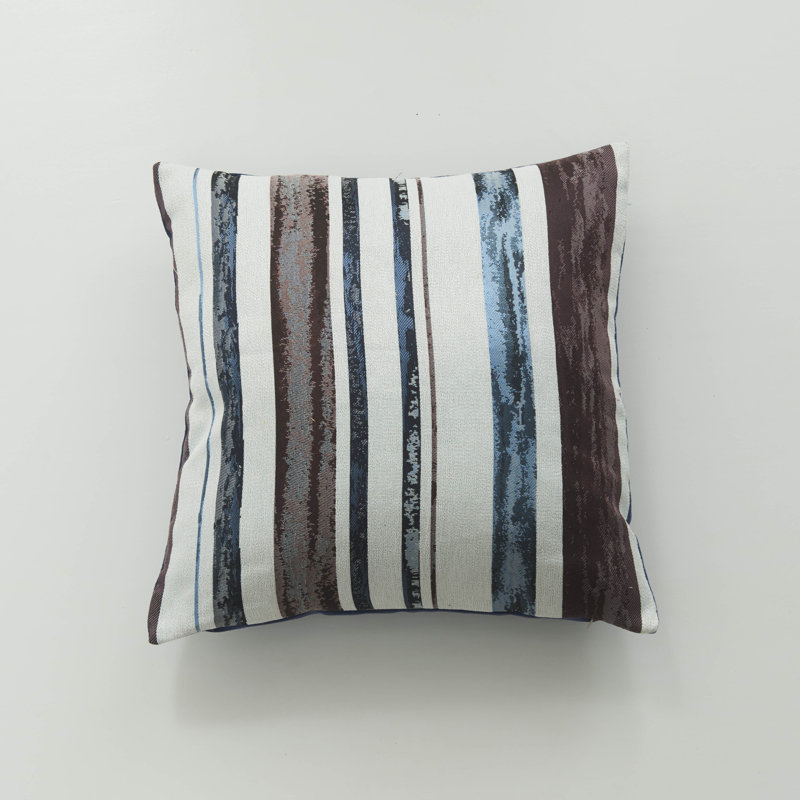Housse de coussin multi-rayures, Bourgogne / bleu