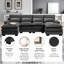 6 méridiennes en velours, rembourrées en forme de U moderne avec 4 coussins lombaires et dossiers pour canapé de salon, coussins, dispositif latéral-121047629