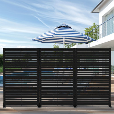 Privacy Metal Screen Fence Panel Horizontal Stripe Pattern