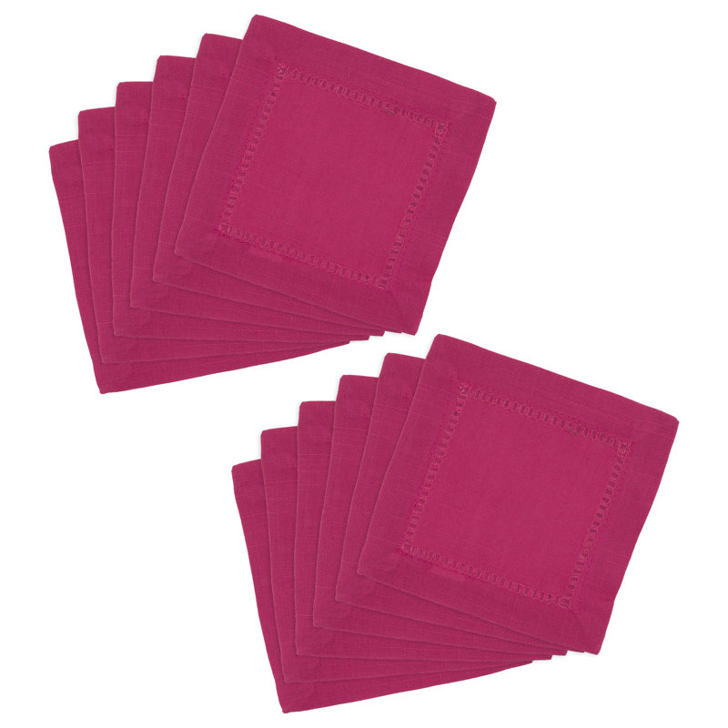 Rowles Hemstitched Border Dinner Napkin, Fuchsia, 18" L x 18" W