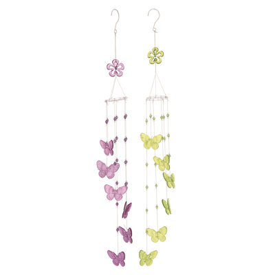  Ensemble de 2 décorations de printemps en acrylique carillon papillon