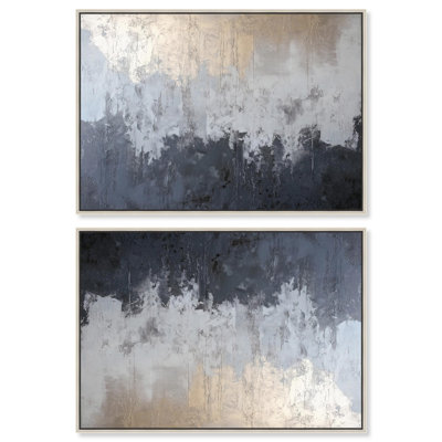 Ensemble de couches argentées, art moderne élégant sur toile par Art Remedy