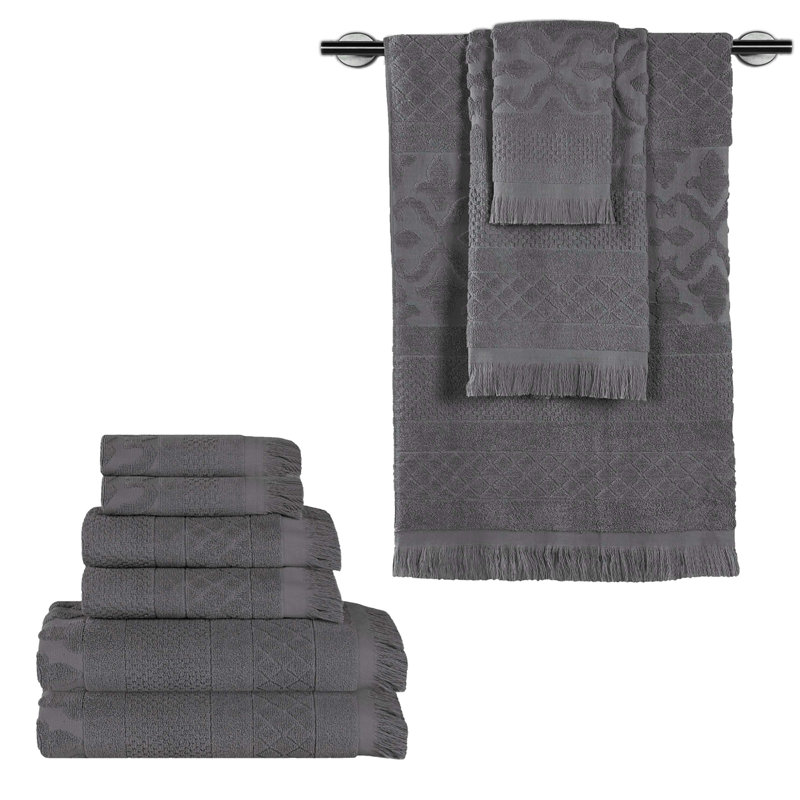 Serviette de bain Rolla, Gris, Ensemble de serviettes 9 pièces