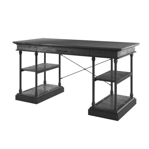 Conway Wood L Shaped Writing Desk with Storage Gray - Threshold