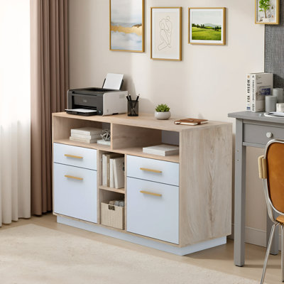 41.3"W 4 Drawer Lateral File Storage Cabinet, With Lock, Power Strip, Storage Shelves For Home Office by Latitude Run