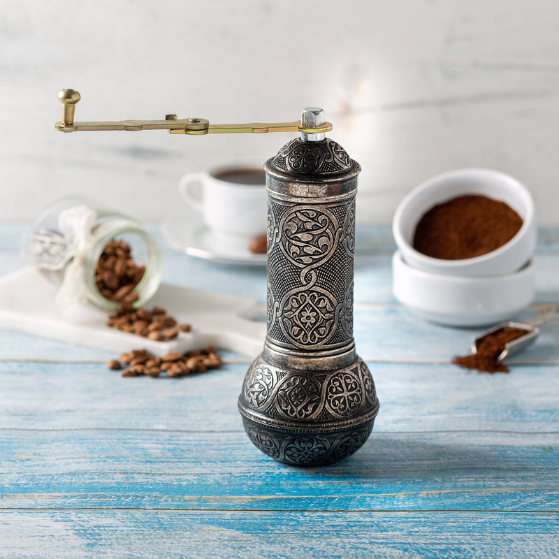 Crystalia USA Manual Flat Burr Coffee Grinder, Silver