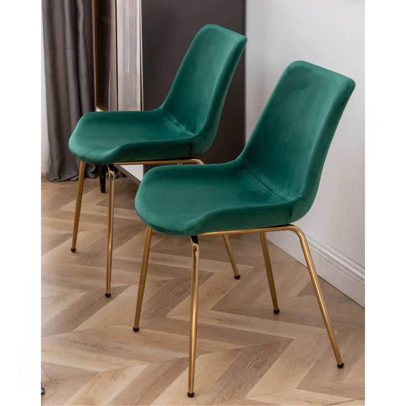 Contemporary 3-Piece Dining Set, White Round Dining Table With 2 Chairs, 3 Pieces: Table, 2 Chairs, Green