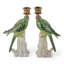 Paire de bougeoirs en porcelaine vert perroquet avec bronze doré