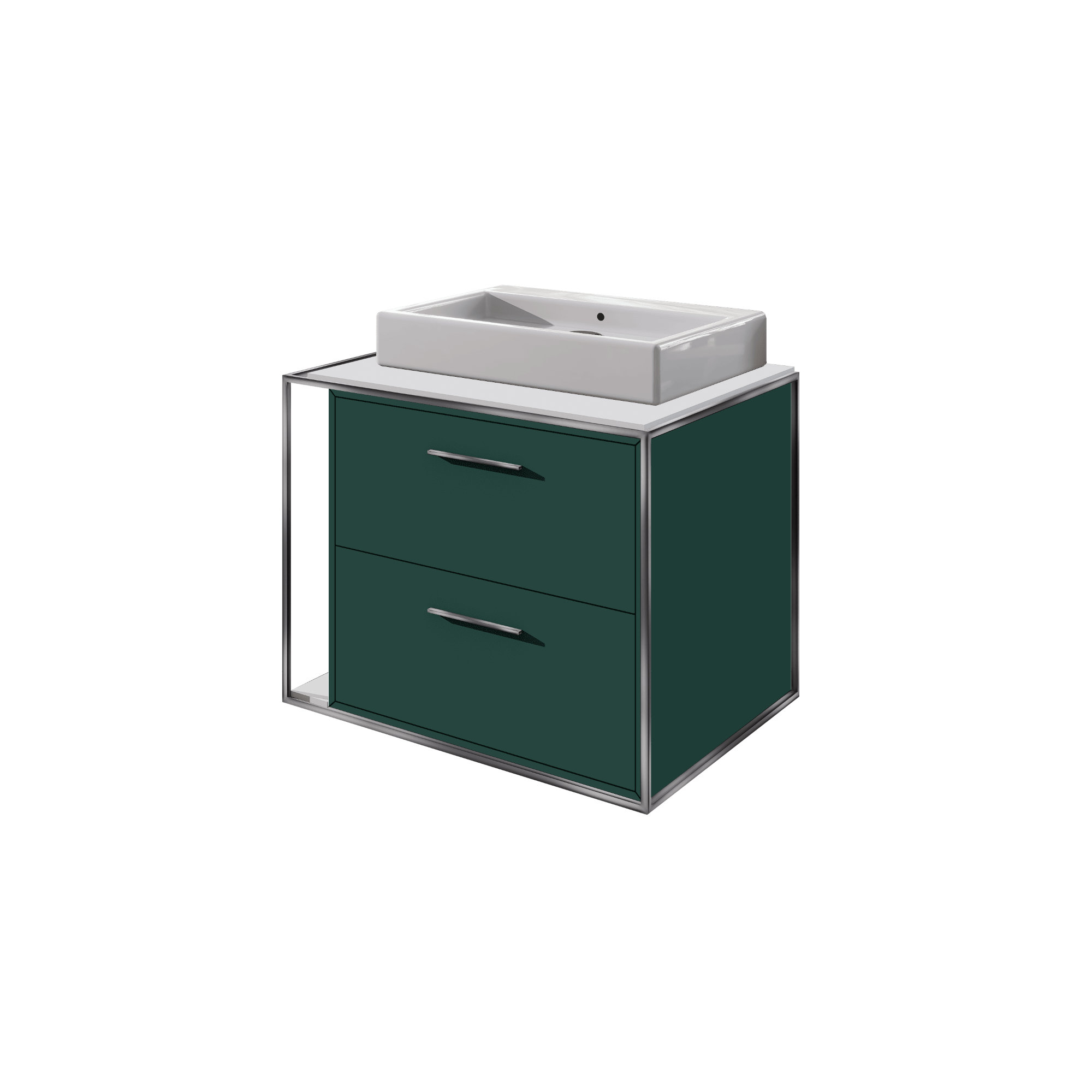 Linea 24'' Single Bathroom Vanity, Matte White, Wall Mount, Brushed Stainless Steel