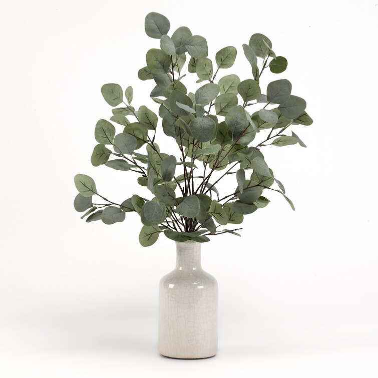 26.5'' Faux Eucalyptus Branch in Ceramic Decorative Vase