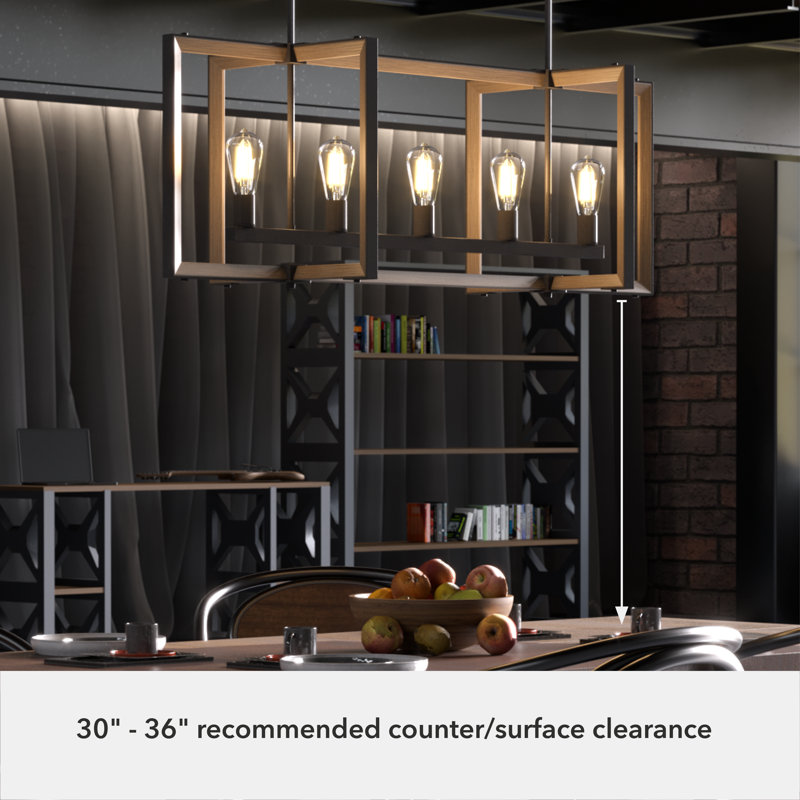 Woodburn 5 Light Linear Geometric Chandelier, Noble Bronze