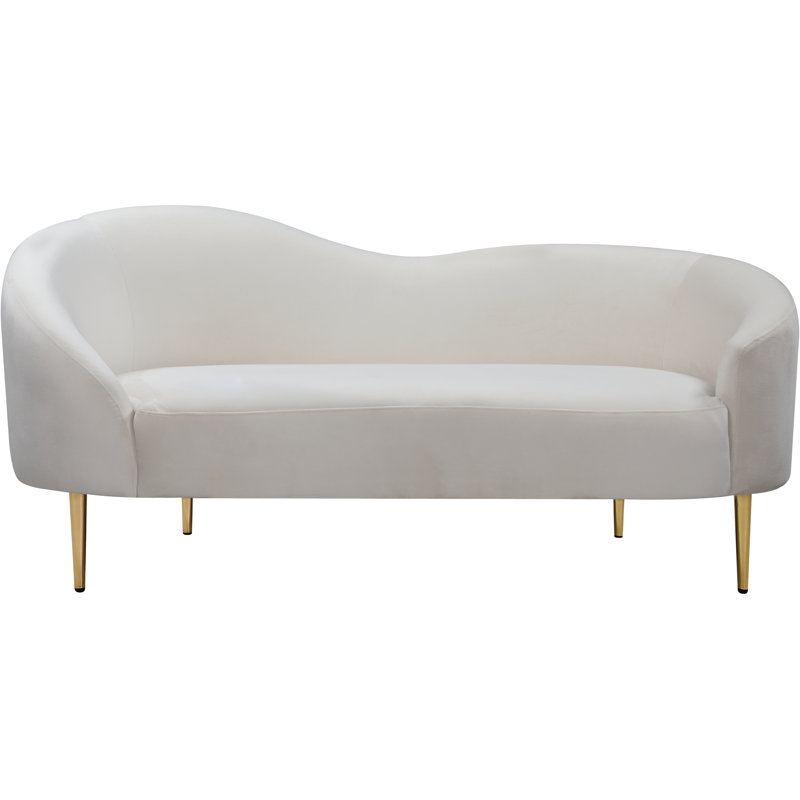 Shurtz 67" Velvet Curved Loveseat, Cream Velvet