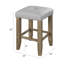 De 2 tabourets de bar gris et chêne modernes avec siège à boutons et pieds en bois pour chaises de salle à manger