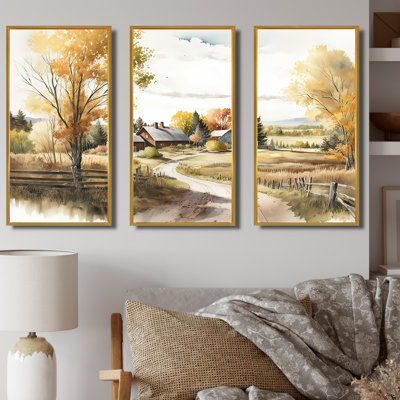 Magnifique grange au printemps - ensemble d'art mural sur toile