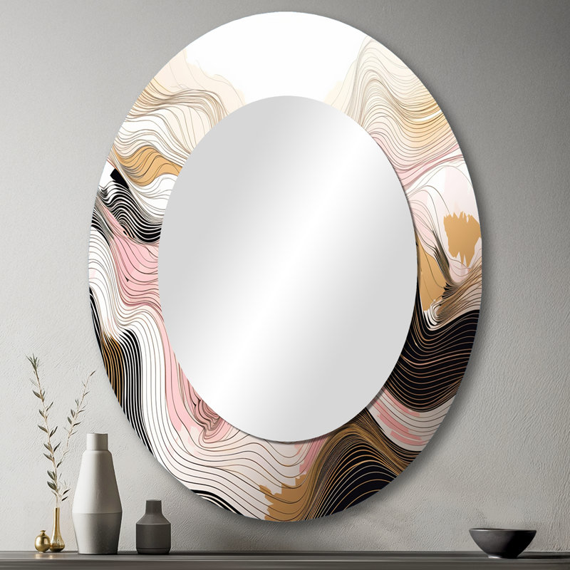 Exploration des lignes abstraites V - miroir mural ovale moderne, 43 po x 33 po
