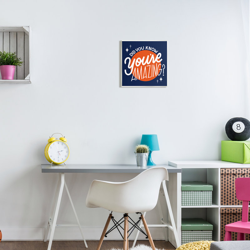 Au-596-Giclee " You're Amazing Blue & Orange ", MDF, 12" W x 12" H x 0.5"D