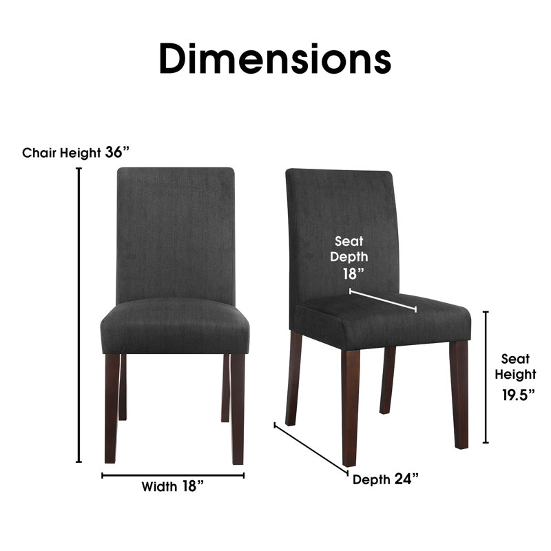 Chaise parsons Serta Liam, dossier haut moelleux, tissu en polyester tissé, assise à coussin en mousse, Anthracite