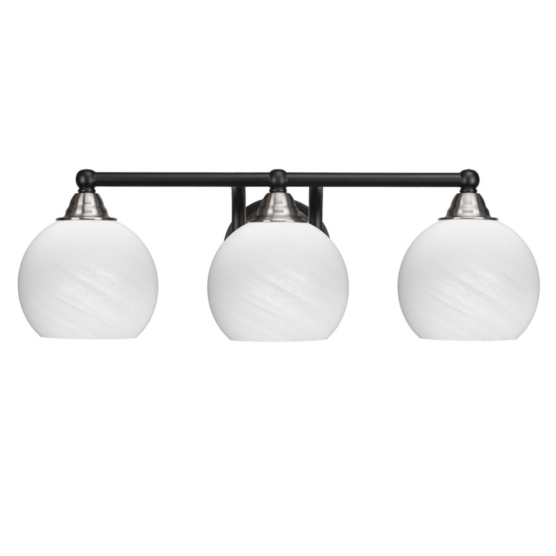 Michell 3-Light Bath Bar, Matte Black/Brushed Nickel